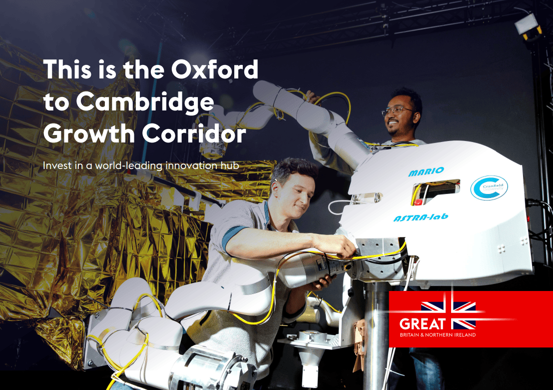 Oxford to Cambridge Growth Corridor Front Cover Front Cover of the Economic Growth Strategy document showing images demonstrating the innovative technologies in West Northants and the heading 'West Northants Economic Growth Strategy 2025-2030'