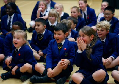 A group of children engrossed in learning